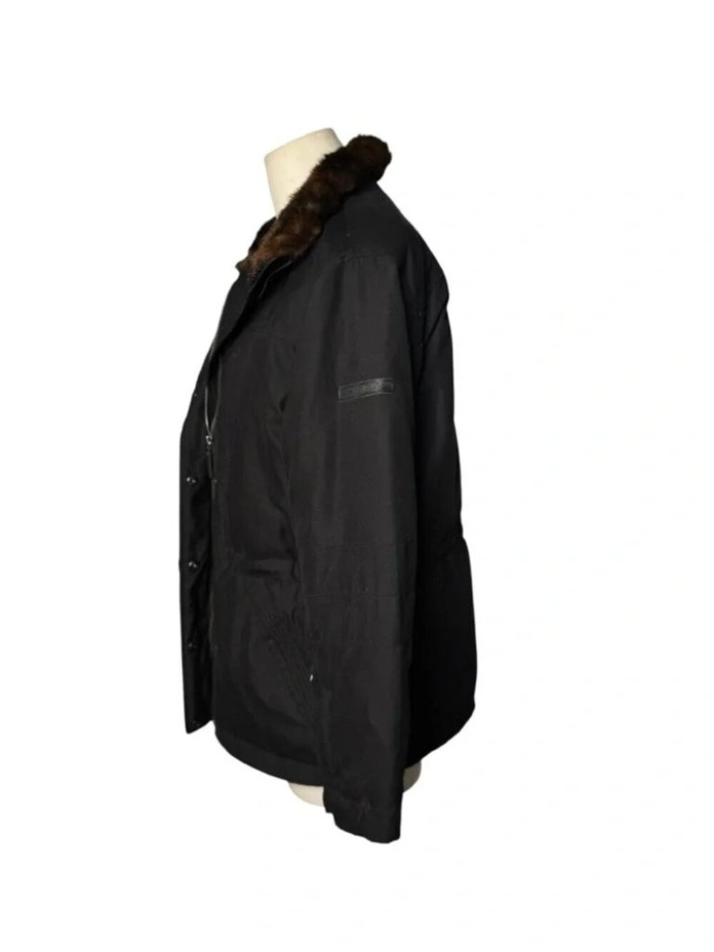 Lauren Ralph Lauren Ski Down Feather Black Parka Coat Faux Fur Size - Picture 5 of 8